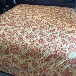 Vintage Bates Bedspread Queen Orange Yellow with fringe Hollywood Regency